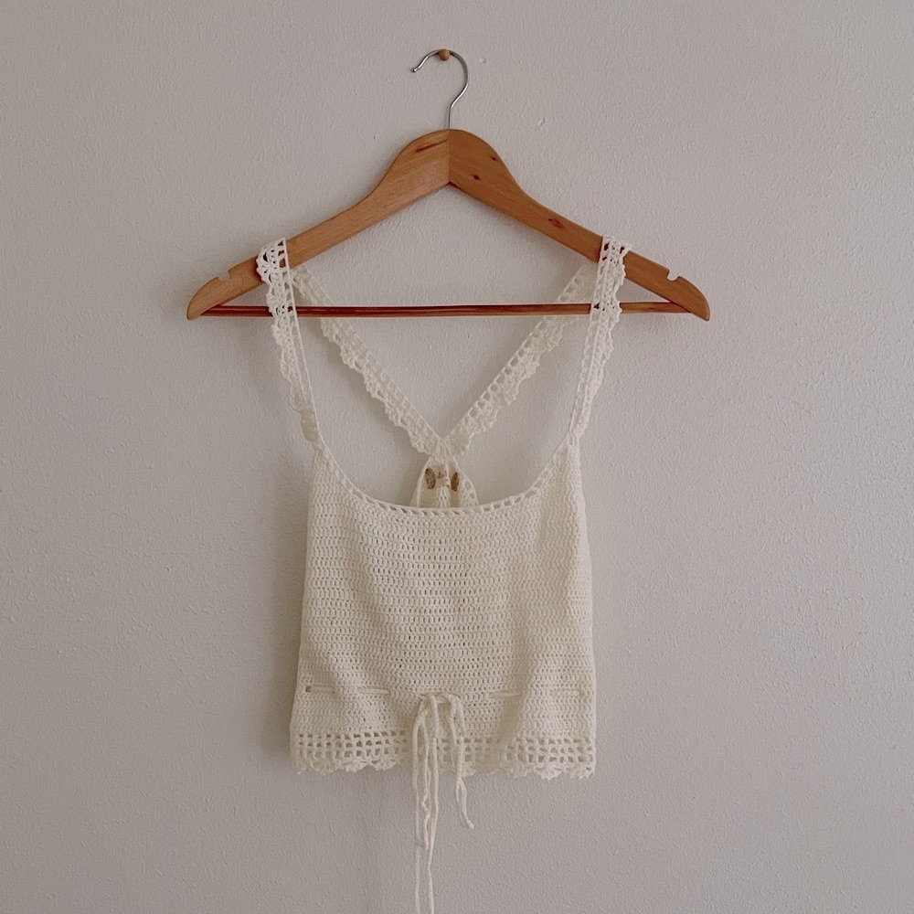 Altar’d State Crochet Crop Tank Top Ivory - Picture 1 of 11